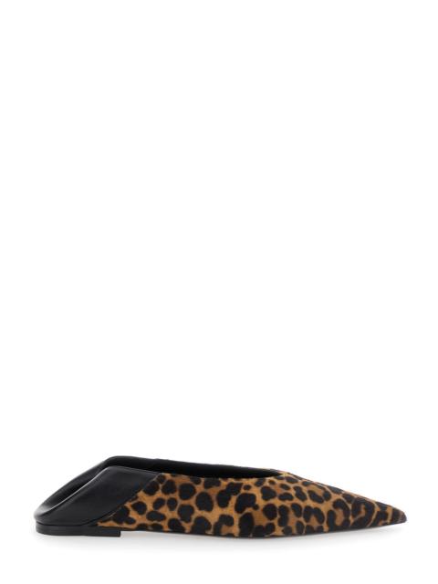 SAINT LAURENT Saint Laurent Women Brown Ballerinas With Leopard Motif And Foldable Buttress In Fabric Woman