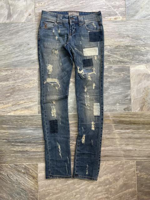 John Galliano Vintage Galliano Patchwork Skinny Leg Jeans