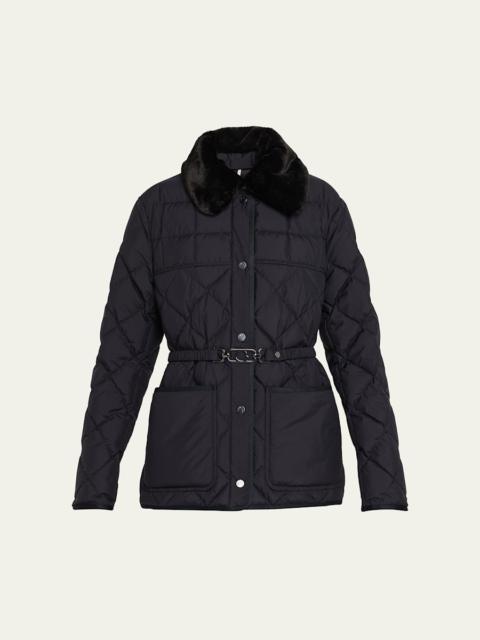 Moncler Cygne Faux Fur-Trimmed Down Jacket