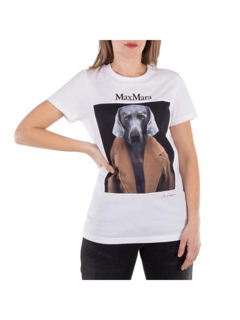 Max Mara Max Mara Dog Print Cipria Cotton T-Shirt