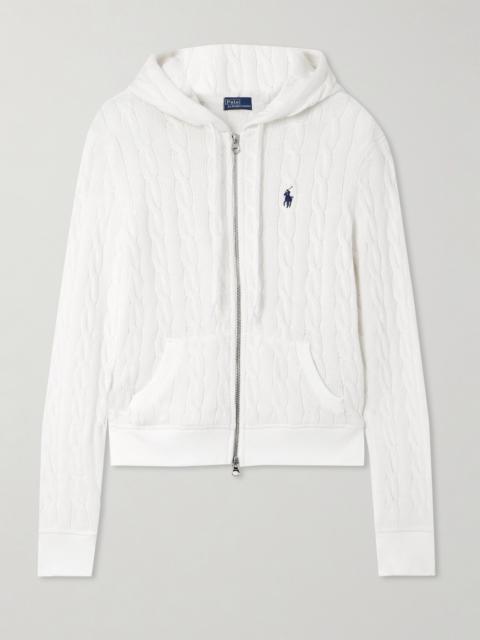 Polo Ralph Lauren Hooded Embroidered Cable-knit Cotton Cardigan
