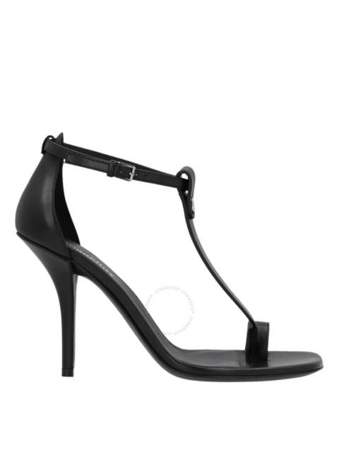 Burberry Burberry Black Leather Stefanie T-Strap Stiletto Sandals