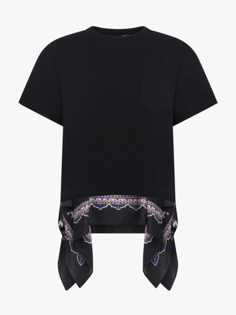 sacai S/S T-SHIRT WITH DRAPE PRINT PANELS | BLACK/MULTI
