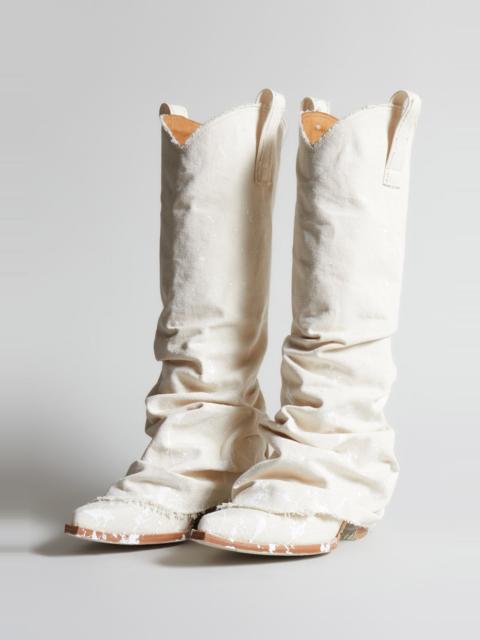 R13 MID COWBOY BOOTS - PAINT SPLATTER CANVAS