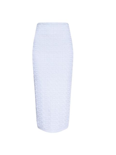 Balmain Embossed Monogram Midi Skirt