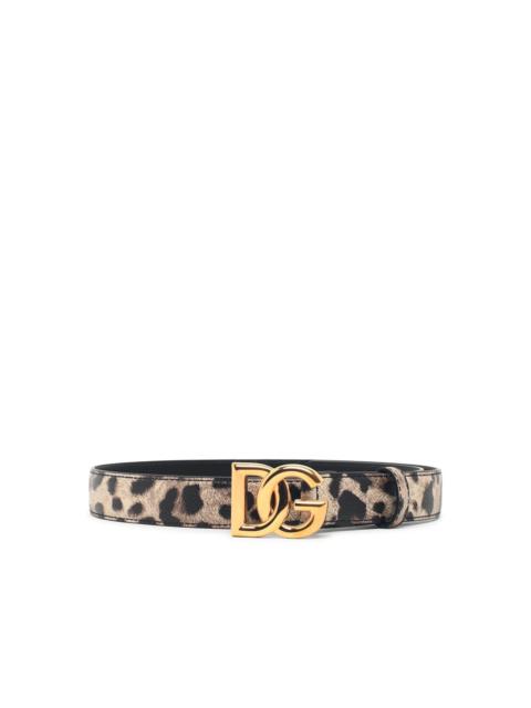 Dolce & Gabbana Dolce & Gabbana Leopard Leather Logo Belt Brown