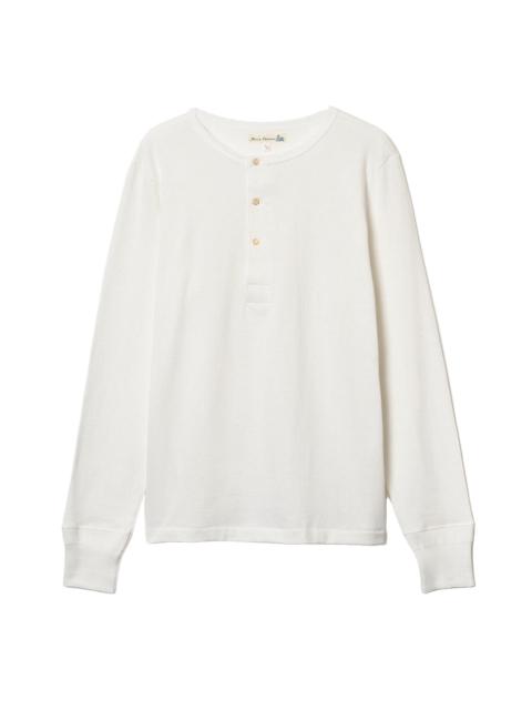 Merz b. Schwanen 2M06 Vintage Machine Refined Classic Fit Long Sleeve Henley White