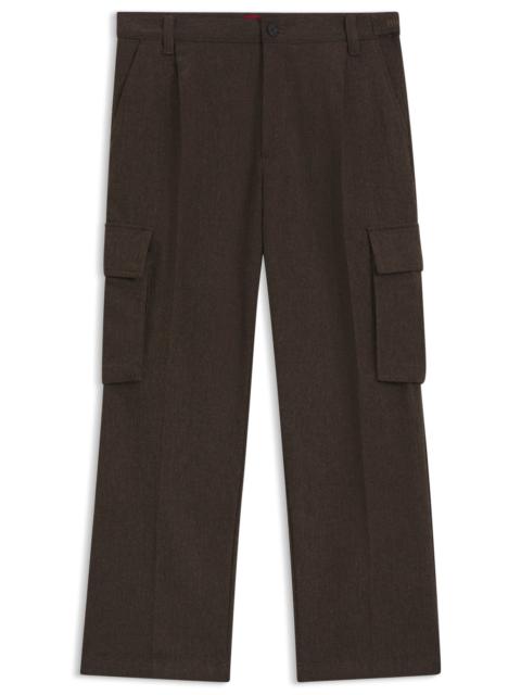 HUGO SLIM-FIT CARGO TROUSERS IN HERRINGBONE FABRIC