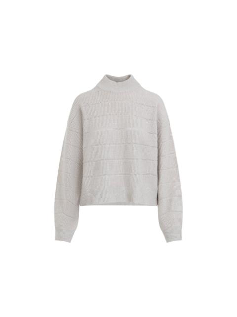 Brunello Cucinelli Brunello Cucinelli Mock Neck Lana Cashmire Stripe Pullover Women