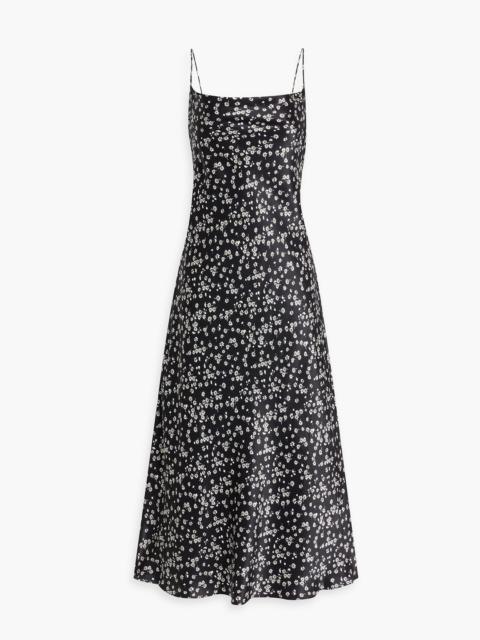NILI LOTAN Enora draped floral-print silk-satin midi dress