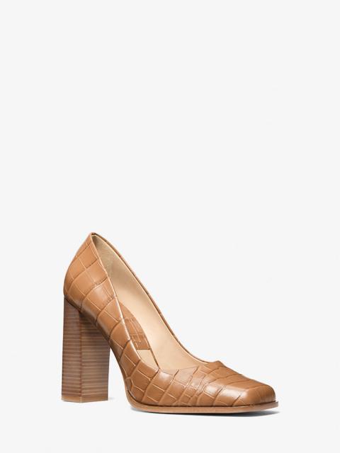 MICHAEL KORS Jeanne Crocodile Embossed Leather Pump