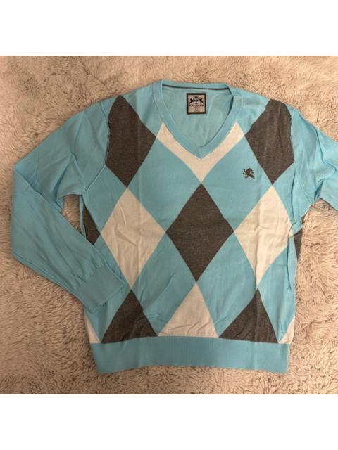 Other Designers Express Argyle Print V-Neck Cotton Sweater