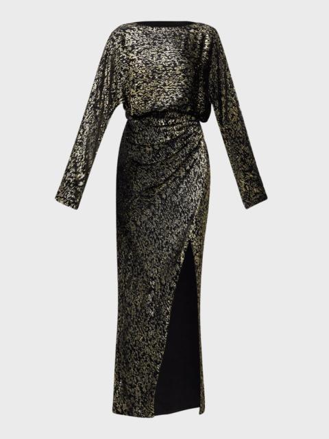 SIMKHAI Angelique Metallic Jacquard Column Gown