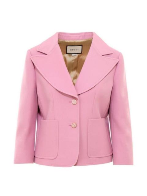 GUCCI Pink Silk and Wool Blazer Jacket
