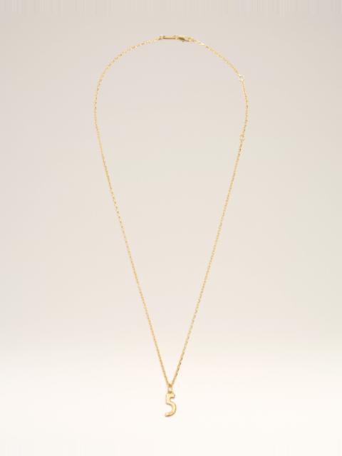 AMI Paris GOLD BRASS HAMMERED "5" PENDANT NECKLACE