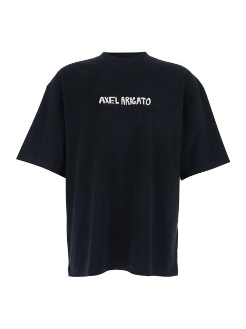 Axel Arigato Axel Arigato Men Black Crewneck T-Shirt With Logo Lettering On The Front In Cotton Man