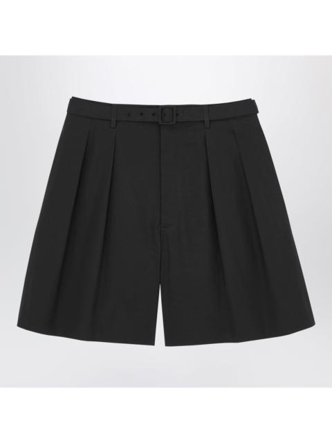 SAINT LAURENT Saint Laurent Black Belted Bermuda Shorts In Corone Fabric Men