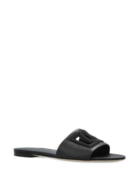 Dolce & Gabbana Dolce & Gabbana Women Dg Logo Leather Flat Sandals