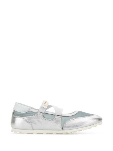 Marni Marni Women Silver Mesh And Leather Soccer Retro Ballerinas