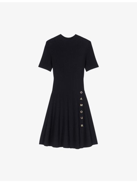 maje Short Button-Embellished Stretch-Knit Mini Dress