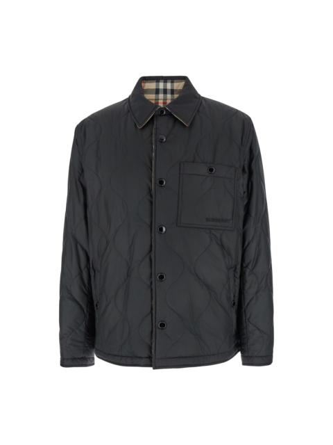 'francis' Black Reversible Jacket With Classic Collar In Quilted Tech Fabric Man