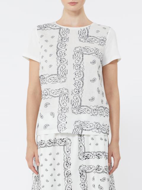 WEEKEND Max Mara Weekend Max Mara Bandana Print Mixed Media Tee in White at Nordstrom