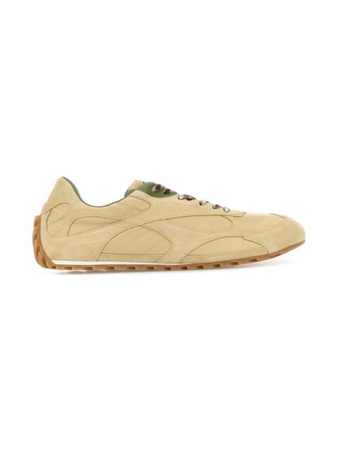 Bottega Veneta Beige Suede And Fabric Orbit Sneakers