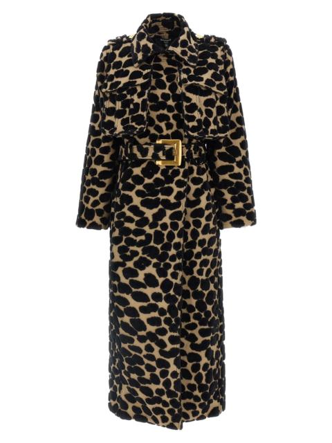 Balmain Leopard jacquard trench coat