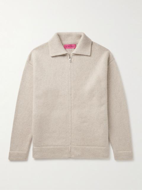 The Elder Statesman Cashmere Zip-Up Sweater Cream