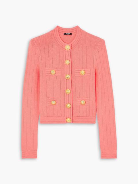 Balmain Button-embellished pointelle-knit cardigan