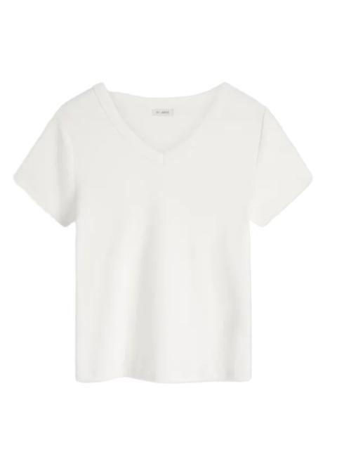 ST. AGNI Organic Cotton V Neck Tee in White