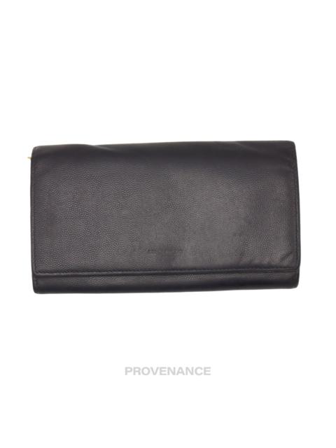 SAINT LAURENT Saint Laurent Paris SLP Long Pebbled Wallet - Black