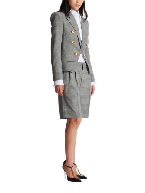 Balmain Balmain 6-button jacket in Prince of Wales jacquard in Black at Nordstrom