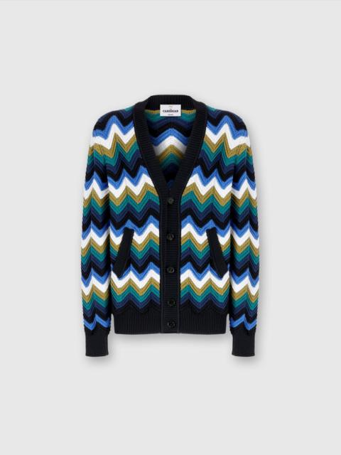 Missoni Chevron knit cardigan with pockets and contrasting piping