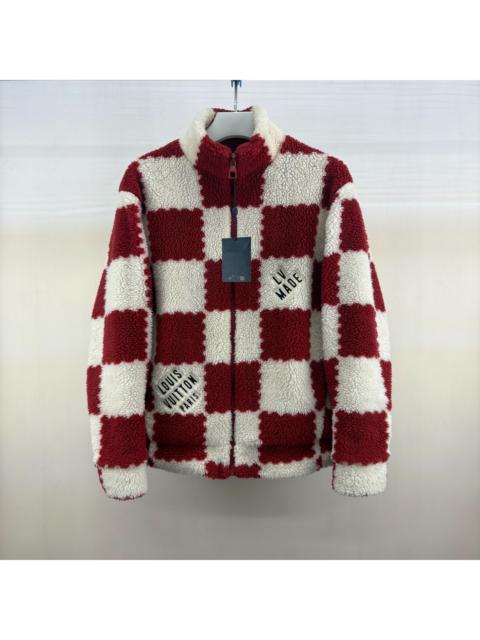 Louis Vuitton Louis Vuitton red and white checkered teddy fleece jacket