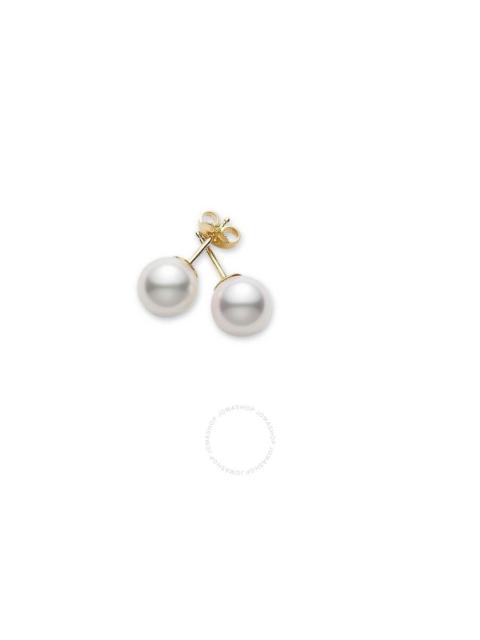 MIKIMOTO Mikimoto Akoya Pearl Stud Earrings with 18K Yellow Gold 6-6.5mm A Grade