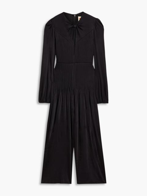 FARM RIO Pintucked jersey wide-leg jumpsuit
