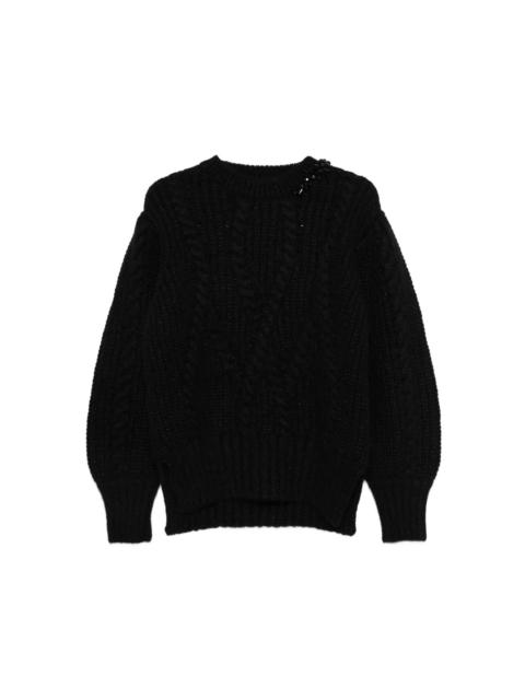 Simone Rocha PUFF SLEEVE CHUNKY KNIT JUMPER WITH EMBROIDERY – BLACK/JET