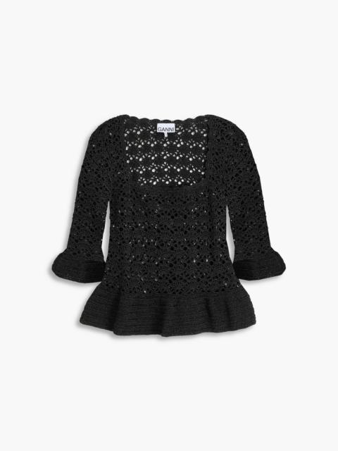GANNI Metallic crocheted top
