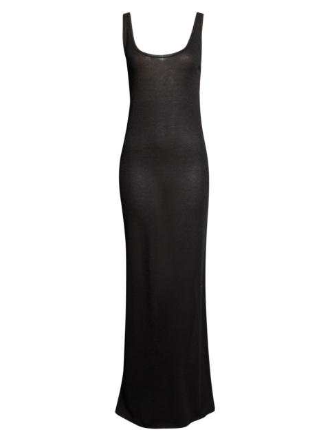 SAINT LAURENT Saint Laurent Metallic Maxi Tank Dress in Noir/Noir Brilliant at Nordstrom