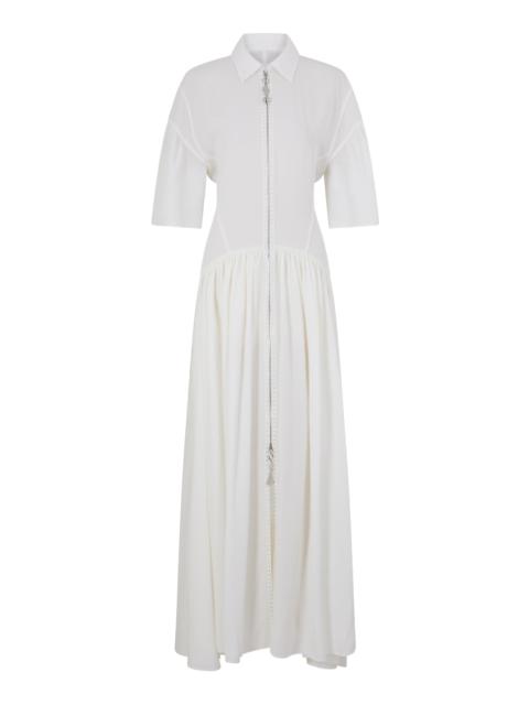 rabanne Drop-Waist Crepe Maxi Dress off-white