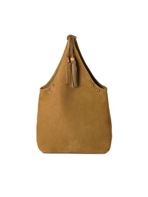 tassel-detail suede tote bag