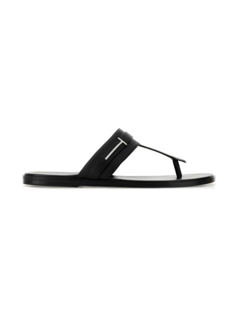 TOM FORD Black Leather Thong Slippers
