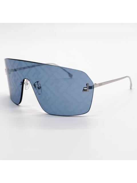 FENDI NEW FE4121US 16V BLUE SILVER UNISEX SHIELD SUNGLASSES FENDI