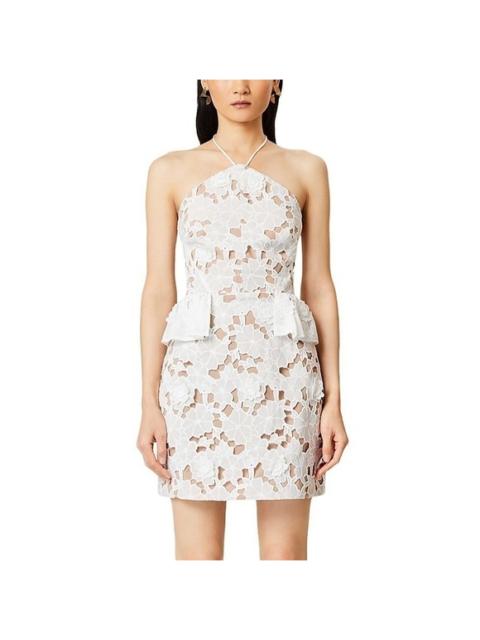 Other Designers NWT Elliatt Seafarer Lace Halter NeckMini Dress in White Size Large $319