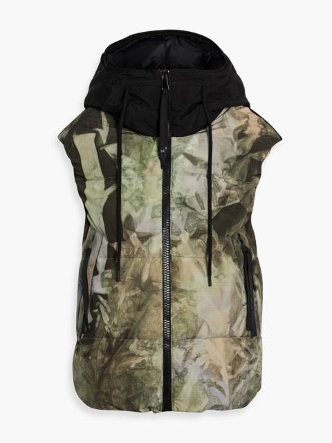 Other Designers Canvas-paneled printed ripstop hooded vest