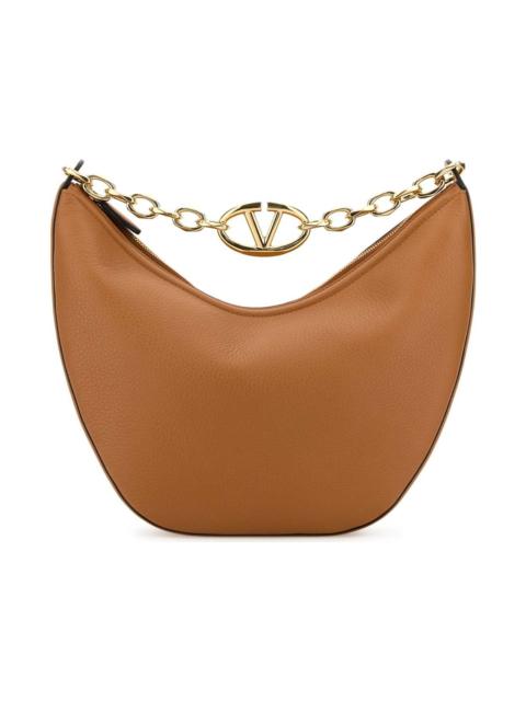 Valentino Camel Leather Medium Hobo Vlogo Moon Handbag