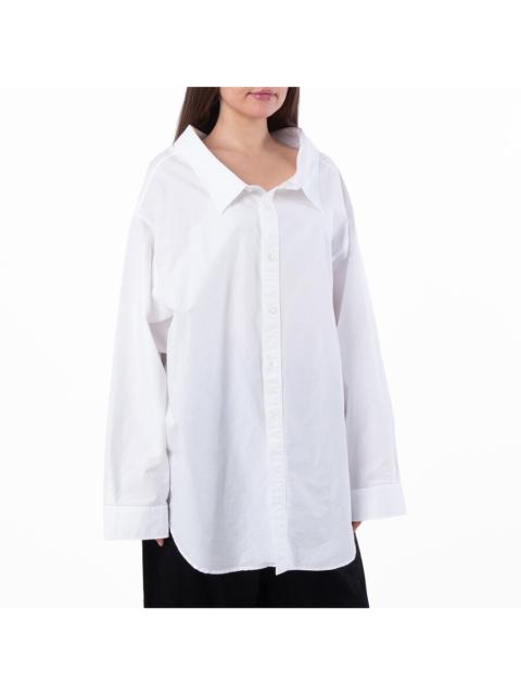 BALENCIAGA Balenciaga Off-Shoulder White Cotton Poplin Long Sleeve Shirt