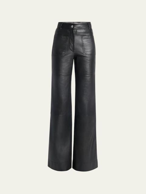 Victoria Beckham Alina Flared Leather Trousers