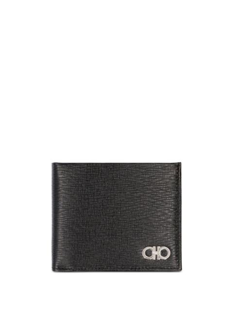 FERRAGAMO Ferragamo Men Hammered Leather Metal Gancini Bi-Fold Wallet